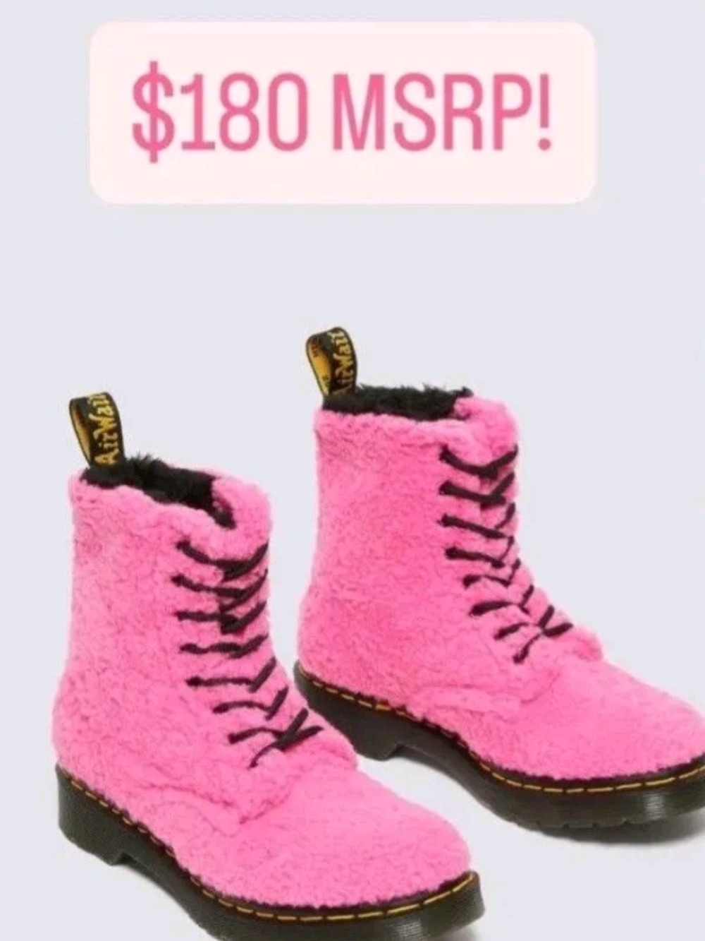 Dr. Martens PINK SHERPA Pascal faux Shearling boots